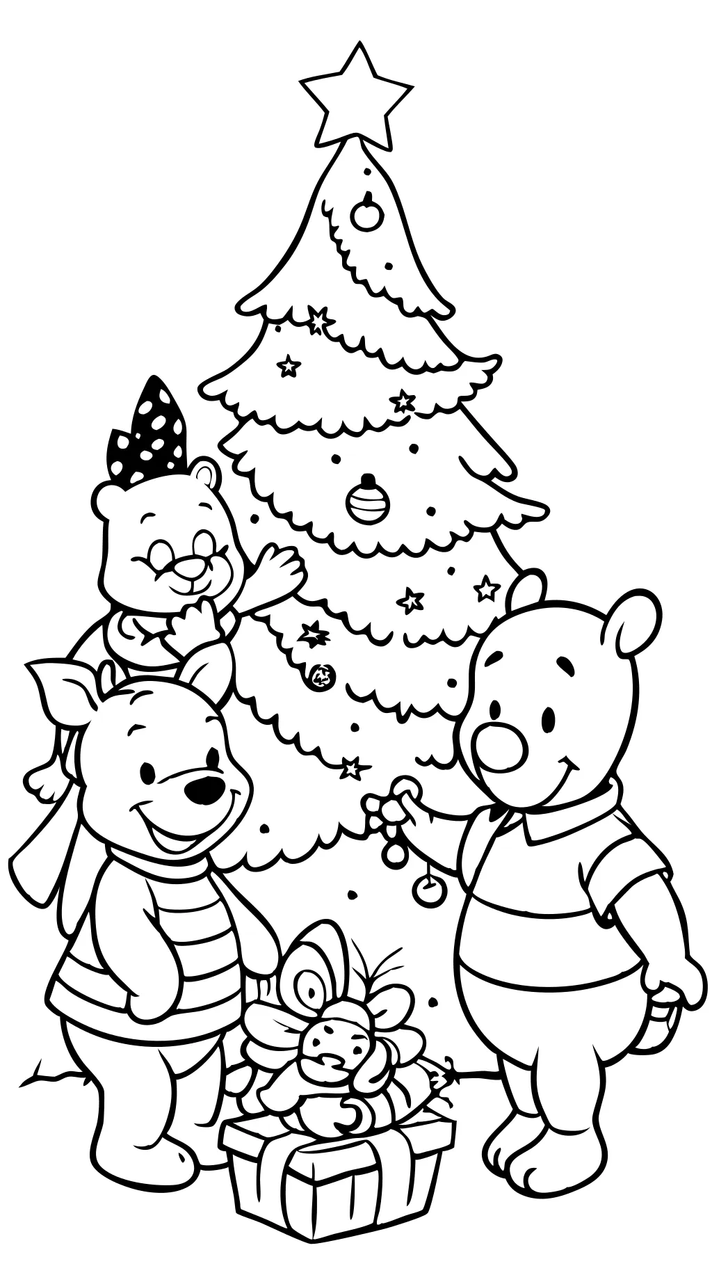 christmas winnie the pooh coloring pages